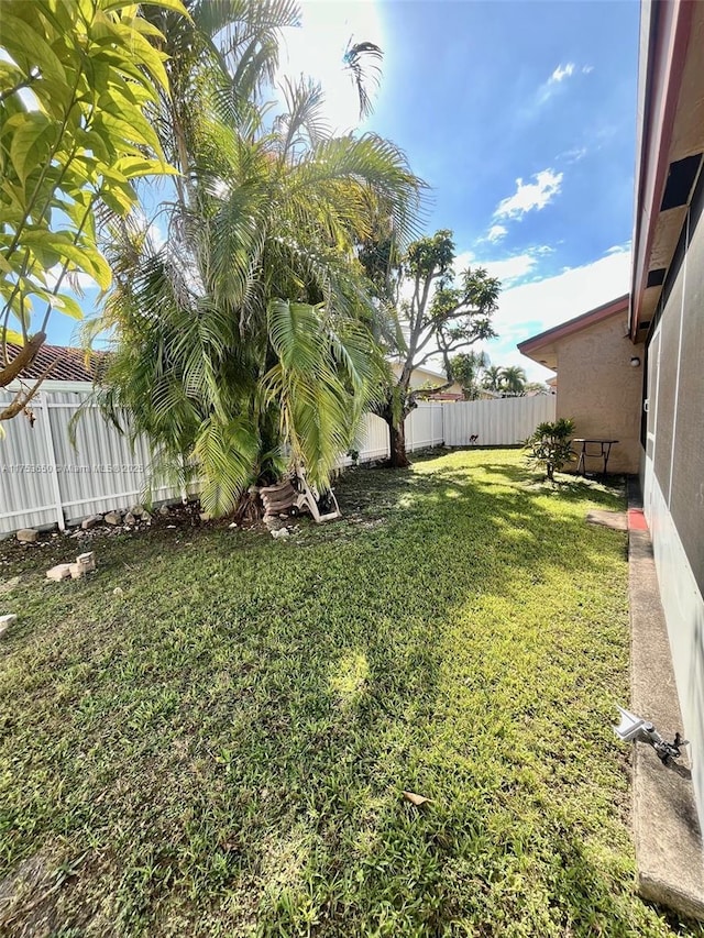 view of yard featuring a fenced backyard