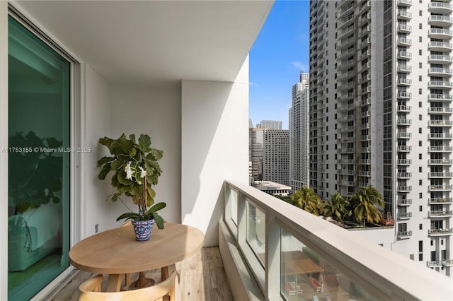 balcony with a view of city