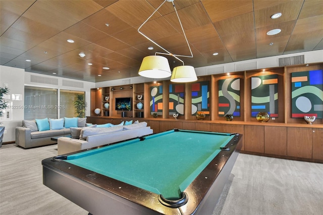 2681 N Flamingo Rd Unit 1103S, Sunrise, FL 33323 - rec room featuring carpet flooring, pool table, and wooden ceiling