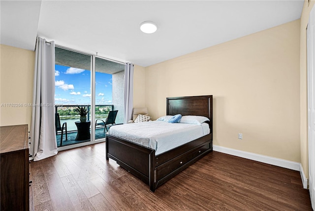 2681 N Flamingo Rd Unit 1103S, Sunrise, FL 33323 - bedroom with access to outside, dark wood-style floors, baseboards, and floor to ceiling windows