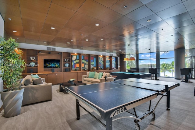 2681 N Flamingo Rd Unit 1103S, Sunrise, FL 33323 - rec room with carpet flooring, floor to ceiling windows, and pool table