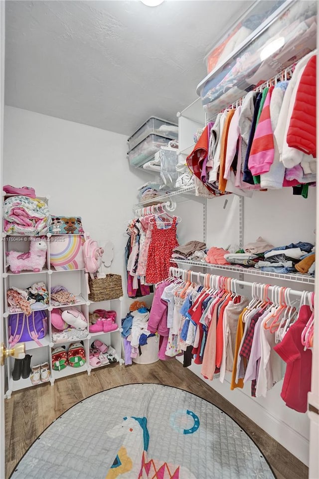 spacious closet with wood finished floors