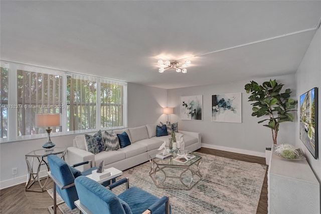 living area with baseboards