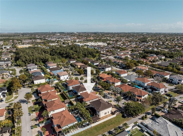 birds eye view of property with a residential view