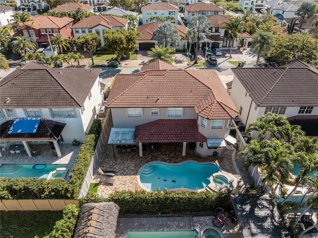 aerial view with a residential view