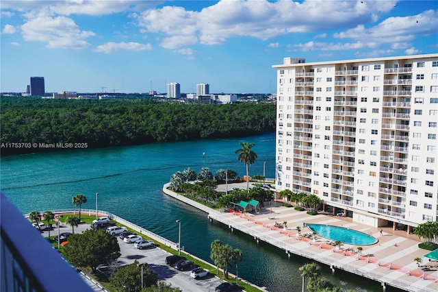 property view of water featuring a view of city