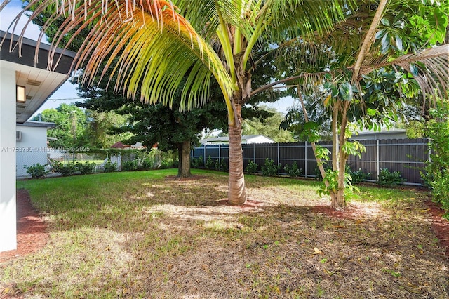 view of yard featuring a fenced backyard