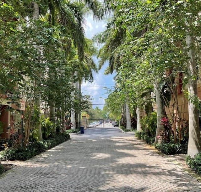 view of street featuring a gate