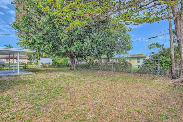 view of yard with a patio area and a fenced backyard