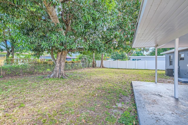 view of yard featuring a patio area and a fenced backyard