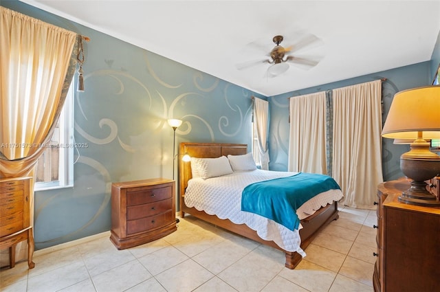 16358 S Mariposa Cir S, Pembroke Pines, FL 33331 - bedroom featuring light tile patterned flooring and ceiling fan
