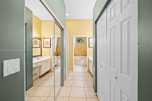 16358 S Mariposa Cir S, Pembroke Pines, FL 33331 - full bathroom featuring a bath, tile patterned flooring, and vanity