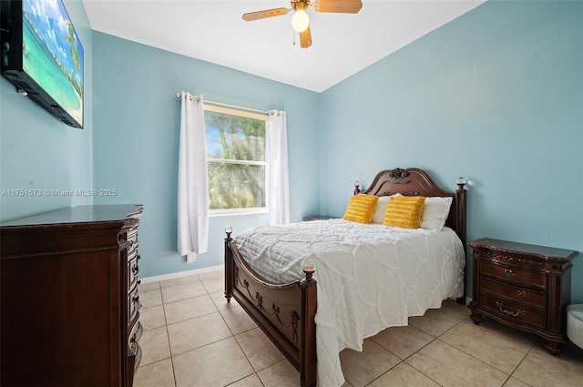 16358 S Mariposa Cir S, Pembroke Pines, FL 33331 - bedroom with light tile patterned floors, ceiling fan, and baseboards