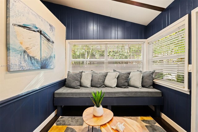 1109 NE 3rd St, Fort Lauderdale, FL 33301 - interior space featuring a wainscoted wall, plenty of natural light, and lofted ceiling