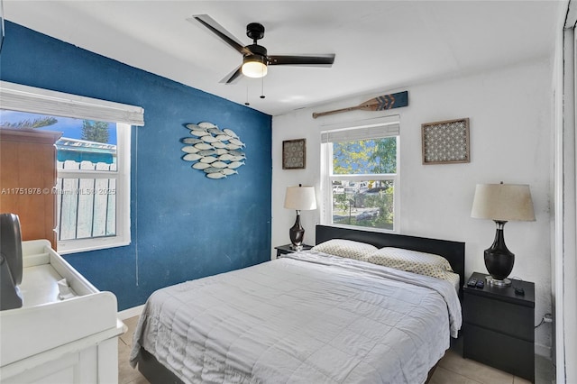 bedroom featuring ceiling fan