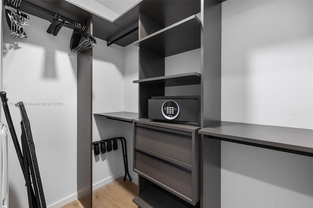 spacious closet with light wood-style flooring