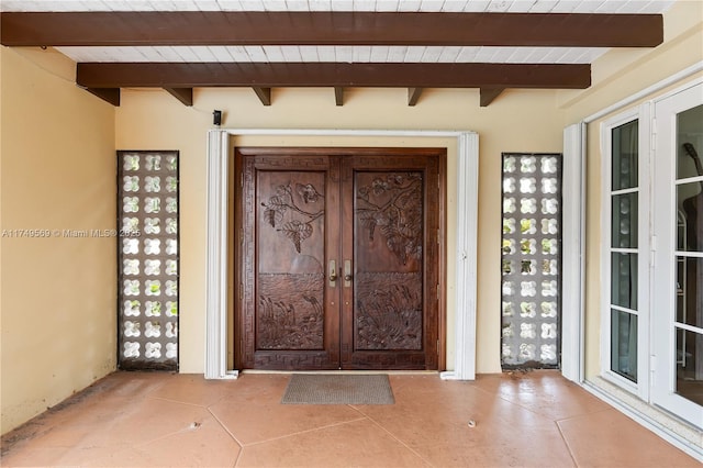 doorway to property with french doors