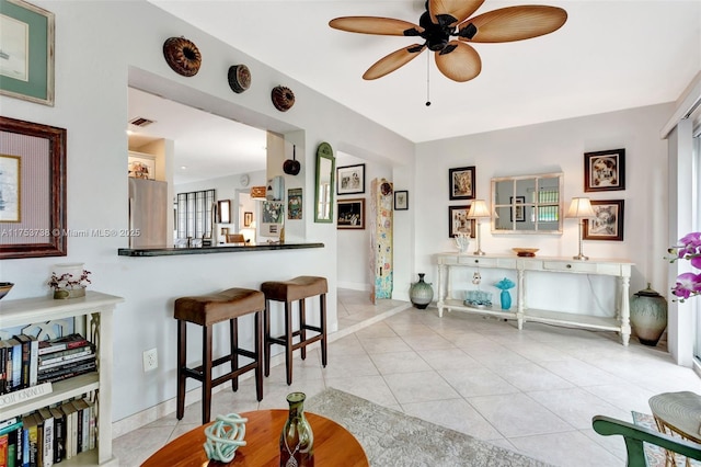 6820 NW 17th Ct, Margate, FL 33063 - interior space with light tile patterned floors, visible vents, baseboards, and a ceiling fan