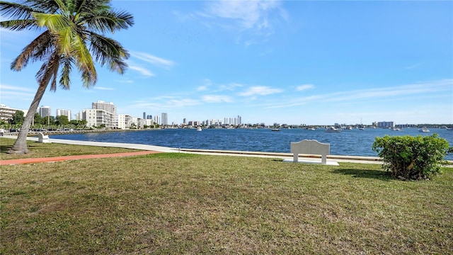 property view of water with a city view