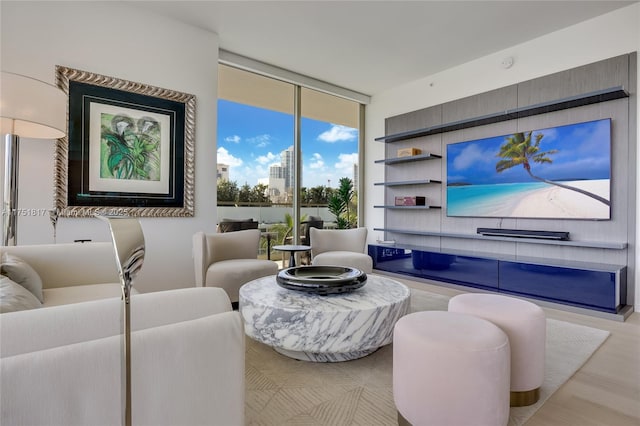 living area featuring expansive windows