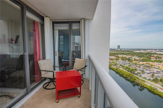 balcony with a water view