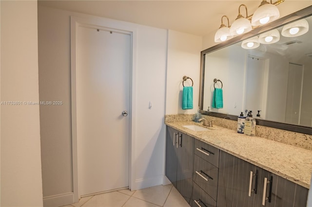 bathroom featuring baseboards, vanity, and tile patterned floors