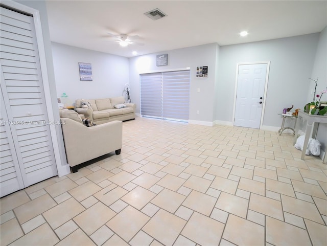 14779 SW 142nd St, Miami, FL 33196 - living room featuring a ceiling fan and recessed lighting