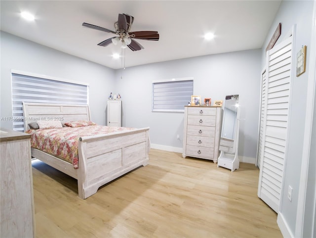 14779 SW 142nd St, Miami, FL 33196 - bedroom featuring light wood finished floors, ceiling fan, and recessed lighting