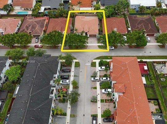 15340 SW 176th Ln, Miami, FL 33187 - aerial perspective of suburban area with property boundaries highlighted