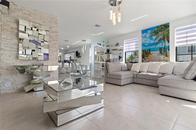 tiled living area with visible vents