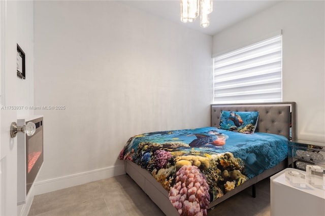 tiled bedroom with baseboards