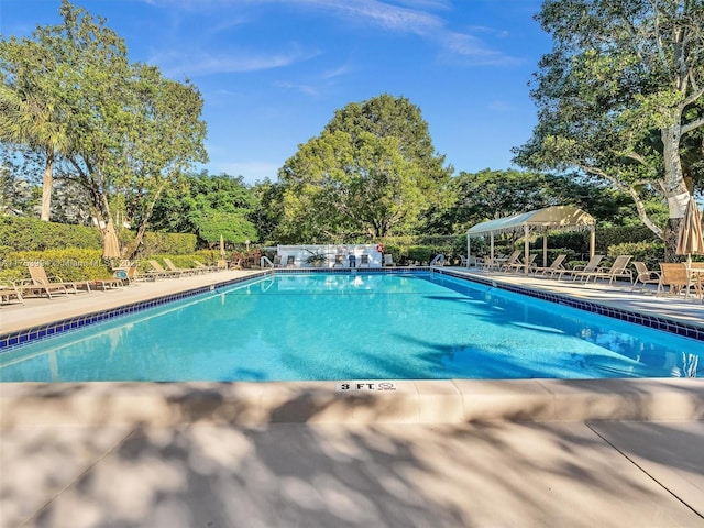 community pool with a patio