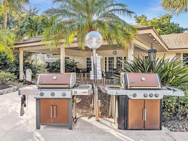 view of patio with french doors and grilling area