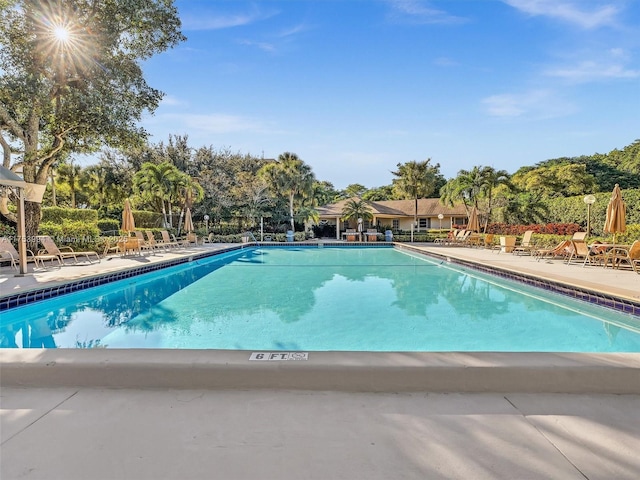 pool with a patio area