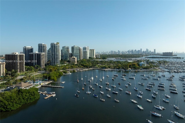property view of water with a view of city