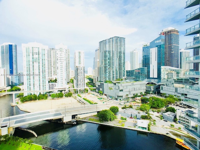 view of city with a water view