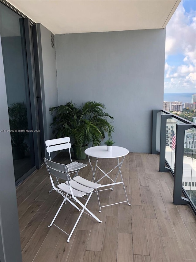 balcony with a view of city