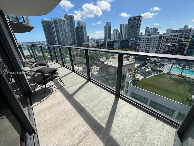 balcony with a view of city