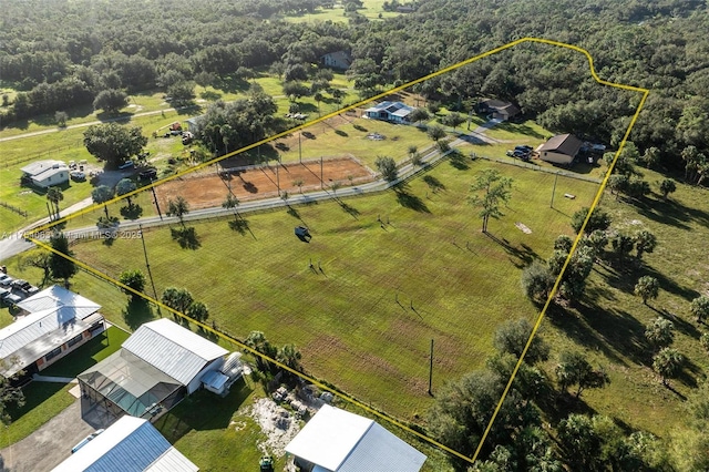 aerial view with a rural view