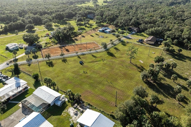 aerial view featuring a rural view