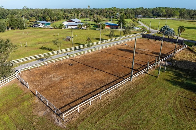 aerial view with a rural view and a forest view