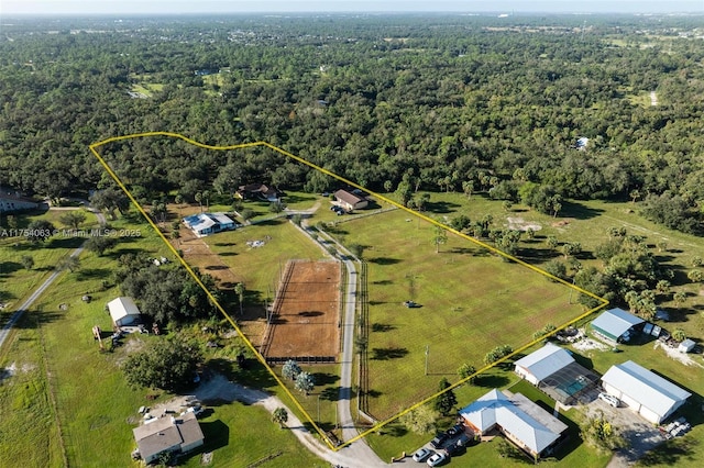 drone / aerial view with a forest view