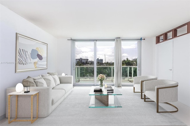 living room with expansive windows