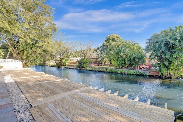 view of dock featuring a water view