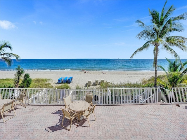 view of water feature featuring a view of the beach