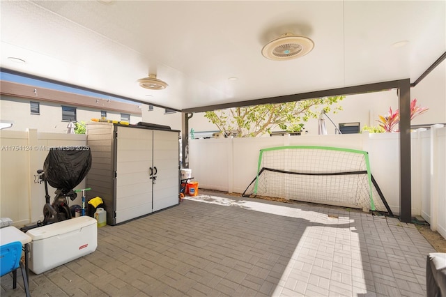 view of patio with a fenced backyard