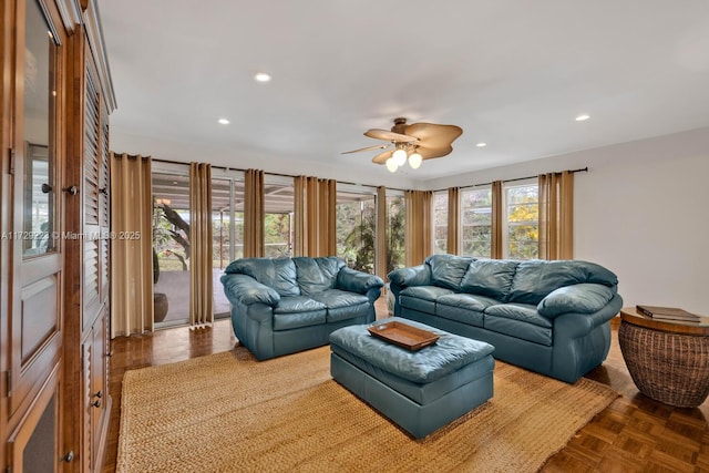177 NE 109th St, Miami Shores, FL 33161 - living area with ceiling fan and recessed lighting