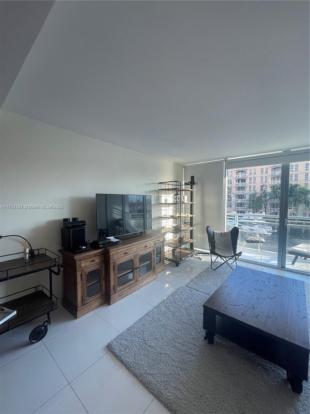 view of tiled living room