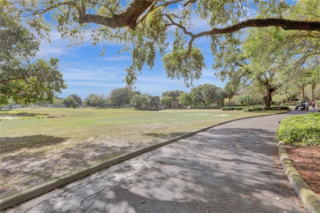 exterior space featuring view of golf course