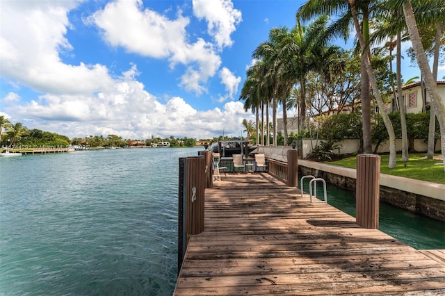 dock area featuring a water view